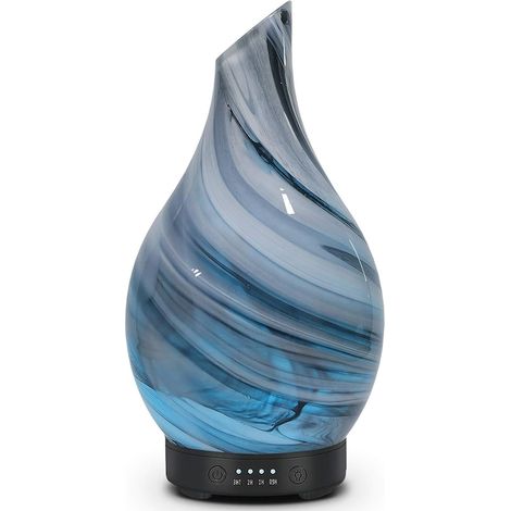 Diffusore di oli essenziali a ultrasuoni, aromaterapia, umidificatore d'aria, serbatoio da 120 ml, con coperchio in vetro fatto a mano, 4 impostazioni del timer con spegnimento automatico, 7 colori di (1/5)