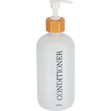 Dispensador de acondicionador de vidrio bambú 500ml - blanco mate - Tendance (1/3)