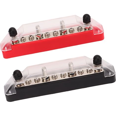 Bloc de distribution électrique à 10 voies avec barres omnibus, goujons M6 et bornes à vis M4 pour voiture, camion, bateau, yacht (1/5)