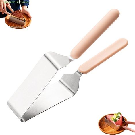 Coupe-gâteau - Couteau et spatule à gâteau en acier inoxydable à double poignée - Coupe-gâteau réglable - Argent - Séparateur à gâteau en acier inoxydable - Pince à gâteau argentée (1/5)