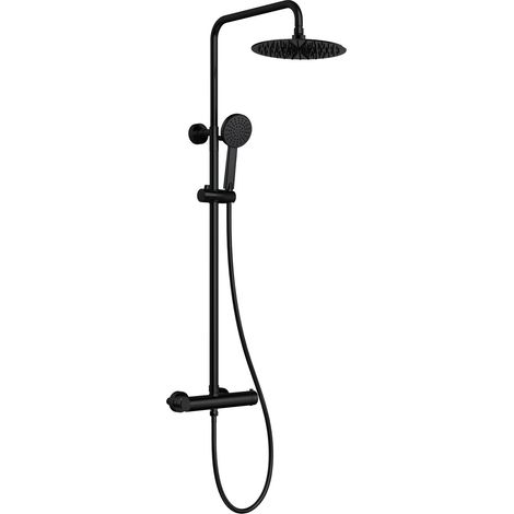 Colonne de douche avec pomme de douche 20 cm en laiton noir mat Liri (1/4)