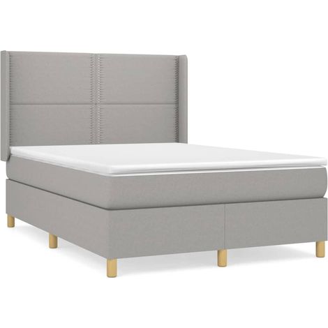 Maison Exclusive - Cama box spring con colchón tela gris claro 14