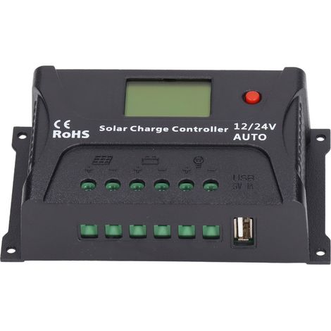 Régulateur de charge solaire PWM Intelligent 20A 12V/24V Détection Automatique Écran LED avec Port USB (1/5)
