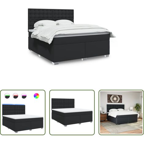 vidaXL Surmatelas -  Sommier à lattes de lit avec matelas Noir 180x200 cm Similicuir (1/5)