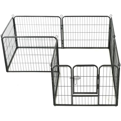 Recinto per cani 8 pannelli in acciaio 60 x 80 cm recinto per cani nero 020000566