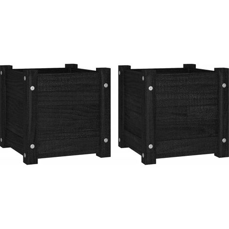 Maison Exclusive - Jardinières d'extérieur 2 pcs Noir 31x31x31 cm Bois de pin