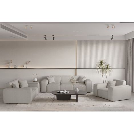 Sofaset Designersofa CELES PREMIUM 3-2-1 in Stoff Scala Sandgrau (1/5)