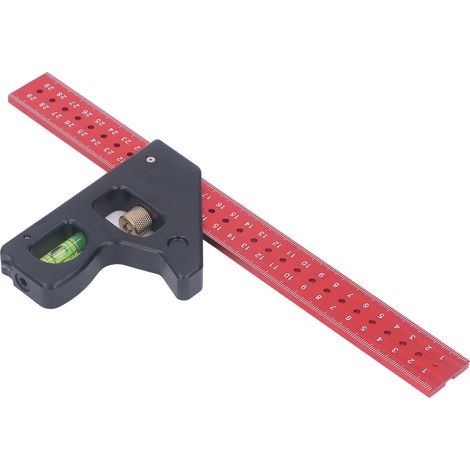 Équerre de charpentier réglable avec règle coulissante, rapporteur 90° et 45°, niveau intégré, outil de mesure de précision pour bois (1/5)