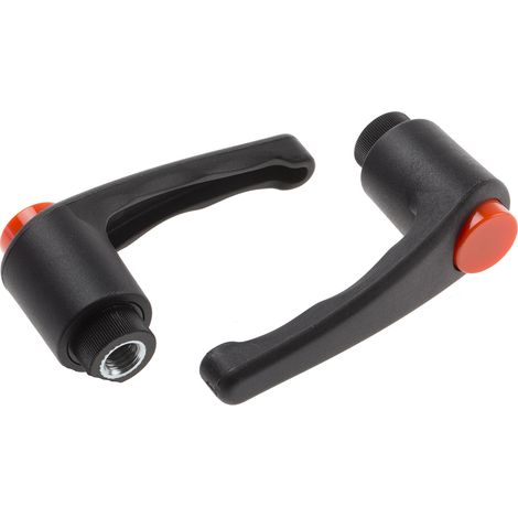 Rs Pro – Levier de serrage M10 femelle 18mm – Acier et thermoplastique – Pack de 2 pour fixation rapide – Applications diverses