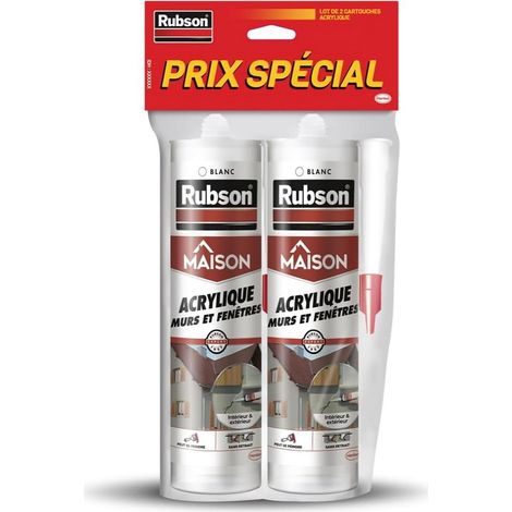 Mastic Maison Acrylique Murs et Fenêtres Blanc (Lot de 2 cartouches de 280 ml) - Mastic acrylique pour intérieur et extérieur - Comble fissure, joint porte et fenêtre (1/5)