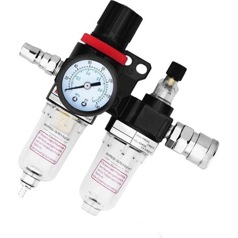 Régulateur de filtre à compresseur d'air, séparateur d'huile et d'humidité, filtre à eau avec manomètre pour outils pneumatiques (1/5)