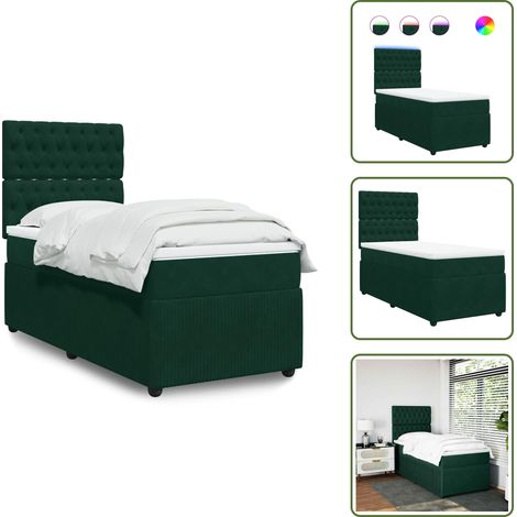Sommier à lattes de lit avec matelas Vert foncé 100x200 cm - Sommier À Lattes De Lit - Sommiers À Lattes De Lit - Lit - Meuble De Chambre À Coucher (1/5)