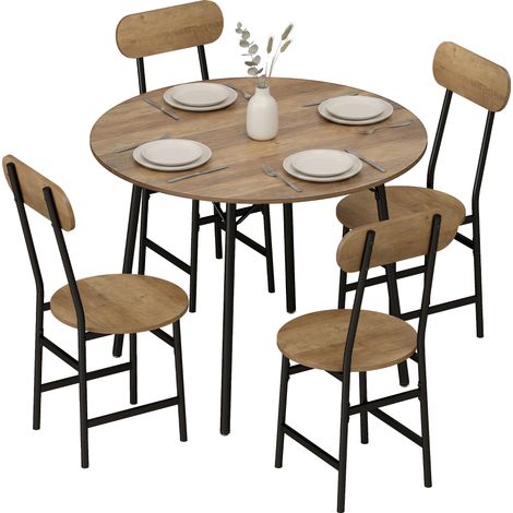 Ensemble Table et Chaises 5 Pièces Industriel 4 Personnes (1/5)