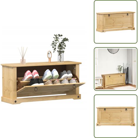 Armoire à chaussures Corona 99x32x47 cm bois de pin massif - Meuble À Chaussures - Armoire À Chaussures - Rangement Chaussures - Rangement Intérieur - Meubles Entrée