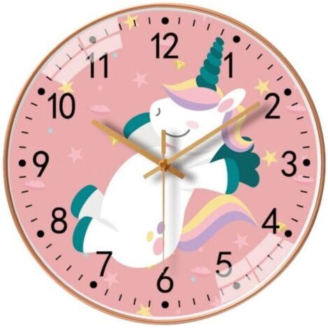 Pair Horloge murale de salon - 20 cm - Cadran numérique à motif licorne –Mouvement à quartz silencieux (1/5)