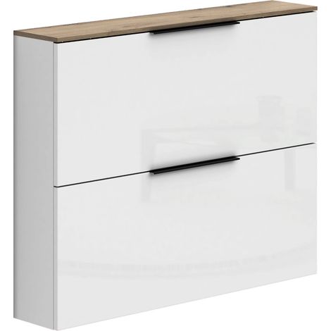 Zapatero Faloppio, Estantería para Calzado, Cajones Made in Italy, 10 Pares, 100x19x80h cm Blanco Brillante (1/5)