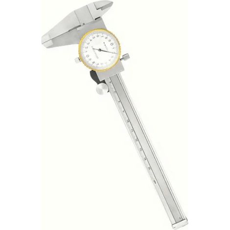 CALIBRO A CORSOIO CINQUANTESIMALE DI PRECISIONE 0/150mm CON QUADRANTE A OROLOGIO (1/3)