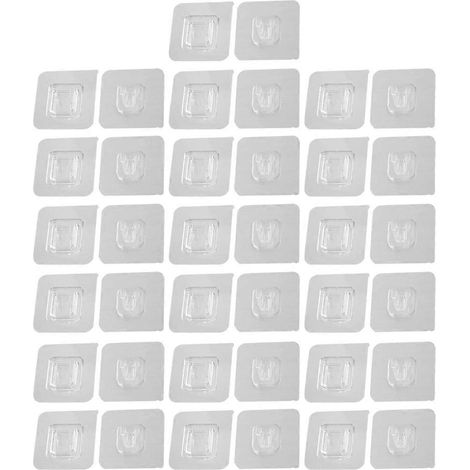 20 Sets doppelseitige Haken, Wandhaken für Aufbewahrungsregale, selbstklebende Schnallenhaken-6X6CM-transparent (1/3)