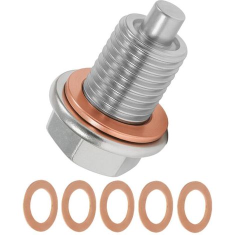 Bouchon de vidange d'huile magnétique M14x1,5 en acier inoxydable avec joint en cuivre pour voiture, moto et bateau. Vis de vidange d'huile magnétique.