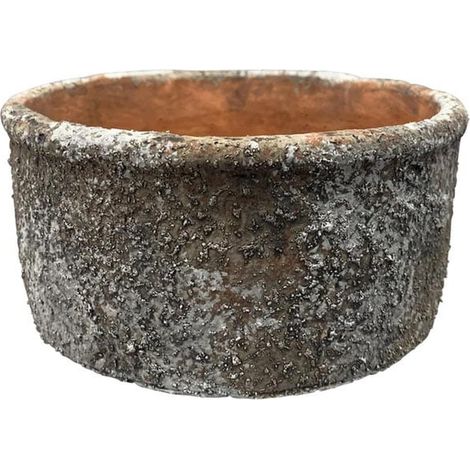 Cache-pot rond en béton, décoration rustique pour jardin (1/2)