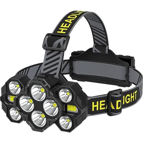 Lampes frontales haute luminosité 10 LED rechargeables, 8 + 2 modes, lampe frontale avec lumière rouge, lampe frontale étanche pour casque de sécurité extérieur (1/4)