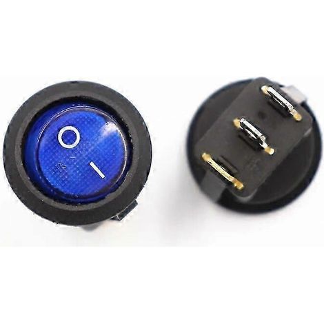 4 interrupteurs à bascule ronds marche/arrêt Kcd1 5v-12v / 220v avec éclairage LED pour tableau de bord de voiture, bateau ou camionnette (4 pièces bleues 220V) (1/5)