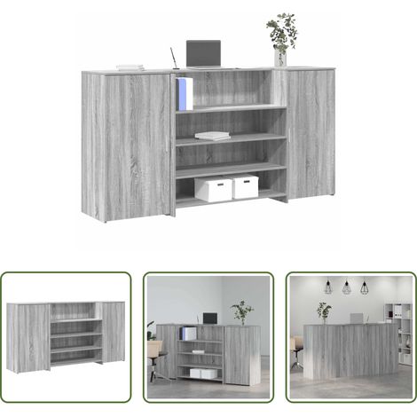 Comptoir de réception -  Bureau de réception sonoma gris 200x50x103,5 cm bois ingénierie (1/5)