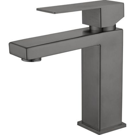 Mitigeur Lavabo Robinet de Salle de Bains,Robinet de lavabo Design Créatif Moderne,Acier Inoxydable 304 avec 2 Flexibles de 60cm (Gris Arme Modèle Bas) (1/5)