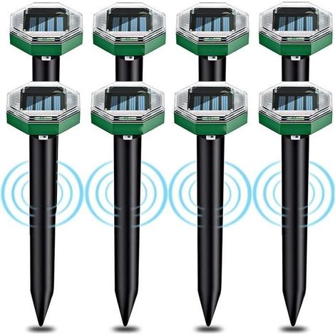 Anti Taupe Ultrason Solaire 8 pièces, Utilisable dans Les Jardins, Les Terrasses et Les Pelouses pour Repousser Les Taupes (1/4)