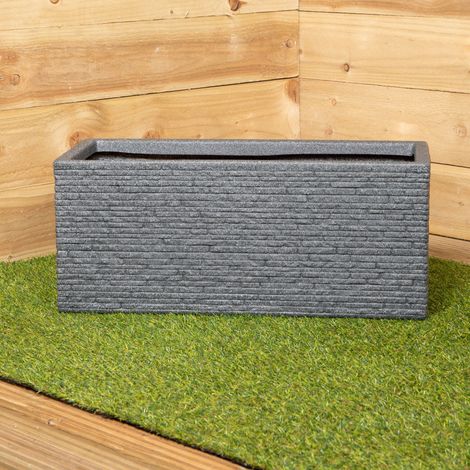 25cm Plastic Ash Grey Slate Effect Garden Patio Trough (1/5)