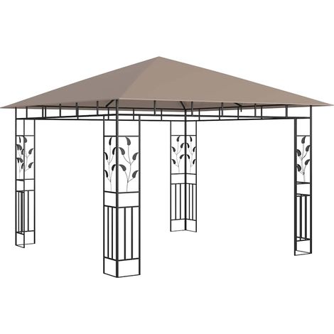 Belvédère avec moustiquaire 3x3x2,73 m Taupe 180 g/m² (1/5)