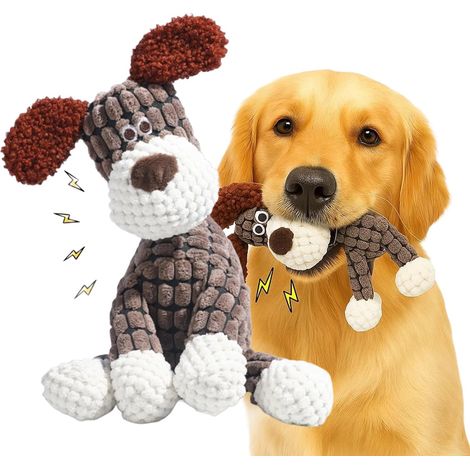 Peluche Chien Extra-Robuste 2025, Doudou pour Chiot Et Jouet pour Mâcheurs Légers-Moyens, Couineur Et Design Long Cou Tug, Coussin 25,5 × 13,5 cm (1/5)
