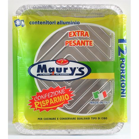 MAURY'S CONTENITORE PER ALIMENTI IN ALLUMINIO 12 PORZIONI 2PZ EXTRA PESANTE
