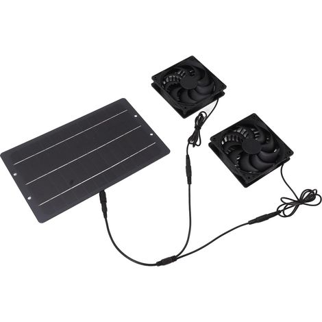 Kit de Panneau Solaire de 10 W pour Chauffage de Piscine, kit résistant aux intempéries, Double Ventilateur d'échappement Mural pour poulailler, serres, abris de Jardin, Double Ventilateur (1/5)