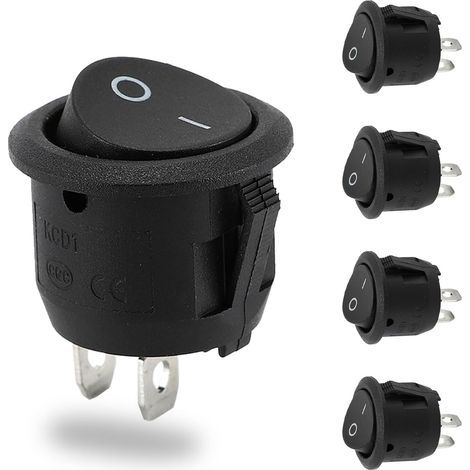 Packung mit 5 schwarzen runden Mini-Wippschaltern 12V Ein/Aus-Taste 10A/125V 6A/250V Kfz-Mikroelektronik (1/5)
