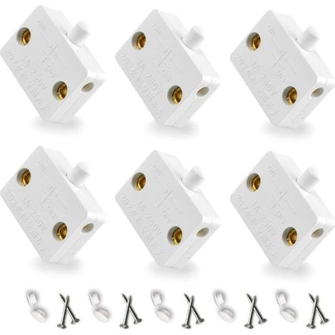 Automatique Pour Interrupteur D'Éclairage Porte Placard Contact Momentané Interrupteurs 6Pièce Cupboard Doors Commutateur D'Armoire Blanc