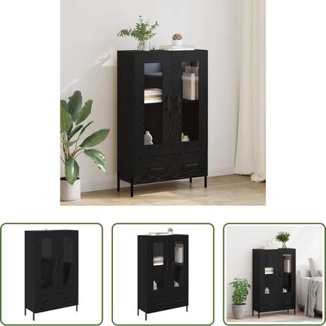 vidaXL Wohnzimmermöbel - Highboard Corona Schwarz Eichen-Optik 69,5 x 31 x 115 cm (1/5)