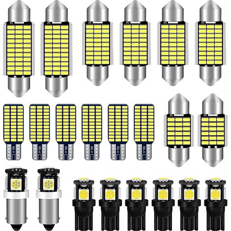 Replacement LED Bulb Kit without Polarity, 12V Indoor White LED for Dome Lighting Door Dashboard License Plate Light Festoon C5W T10 168 194 BA9S T4W (1/5)