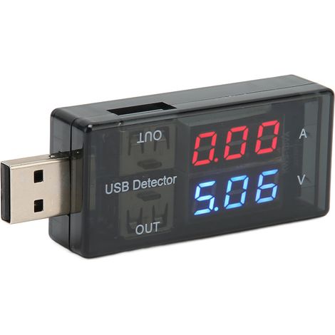 Testeur double USB 1 entrée 2 sorties, multimètre LCD avec affichage de la puissance, du courant et de la tension, pour téléphones portables, tablettes, ordinateurs portables et chargeurs de voiture. (1/4)