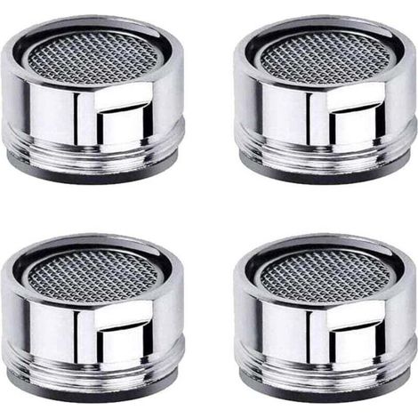 Pièces de rechange pour aérateur de robinet d'évier de cuisine avec filetage en laiton, crépine et rondelle, adaptées à la cuisine et à la salle de bain - Lot de 4 (1/4)