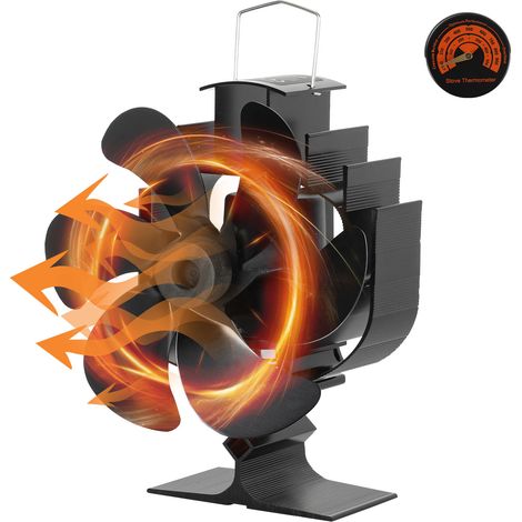 TolleTour 6 Pales Ventilateur de poêle - Alimenté par la chaleur efficace - Oscillation 60° Silencieux - pour poêle à bois, bûcheron domestique (1/5)