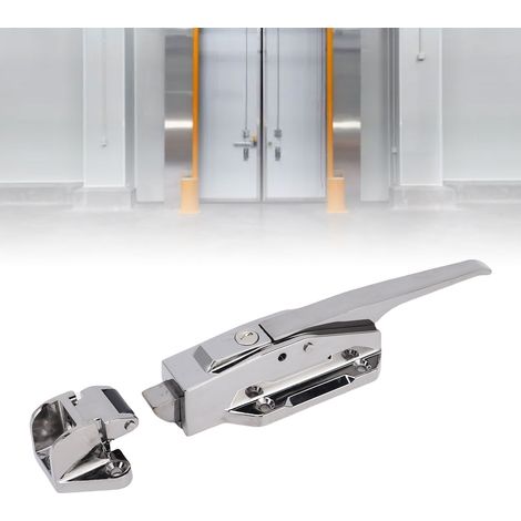 Manilla para puerta de frigorífico, manilla de aleación de zinc, manilla moderna y elegante para puerta de congelador con pestillo, dispositivo antirrobo, compatible con supermercados y hogares partic