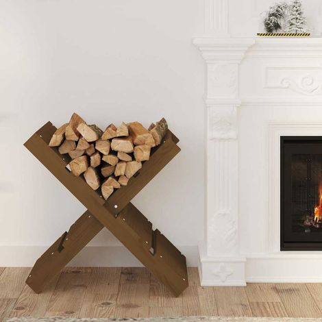 Porte-bûches -Portant de bois de chauffage-Meuble pour range bûches Marron miel 47x39,5x48 cm Bois massif de pin 532896 (1/5)