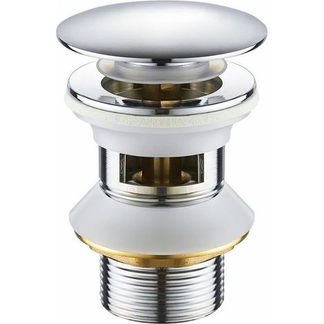 Pop Up Automatique avec Trop Plein Bonde de Vidage Push Open Pour Lavabo en Cuivre Chromé Pop-up évier Lavabo, Ensoleillé (1/5)