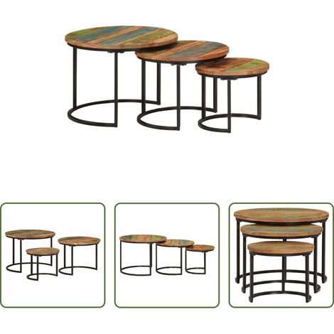 Holz - Satztische 3 Stk. Recyceltes Massivholz (1/5)