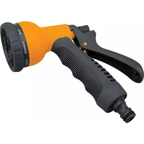 HOTECHE pistola riego spray 8 posiciones , Pistola de riego para mangueras Con 8 funciones de riegoFabricada en PVCCon sistema de enganche rápidoMango antideslizant (1/2)
