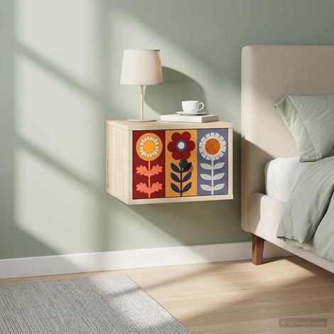vidaXL Mesita de noche de pared ESSEN Roble Sonoma 36 x 33 x 25 cm (1/4)