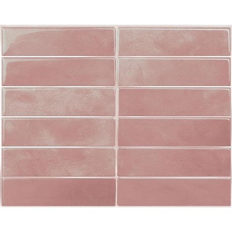 Peel and Stick Lot de 10 autocollants pour carrelage  29 x 23 cm  Autocollants muraux étanches  Pour cuisine, salle de bain, décoration murale  Rose