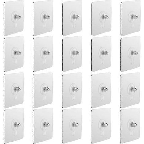 Lot de 20 clous de suspension auto-adhésifs, crochets muraux à vis sans perçage, étanches et sans joint, pour salle de bain et cuisine. (1/5)