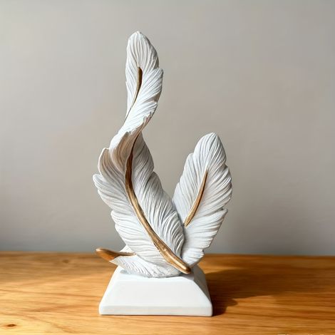 1 Pièce : Ornement en résine artistique — Plume haut de gamme et originale — Idéal pour le salon et l'entrée